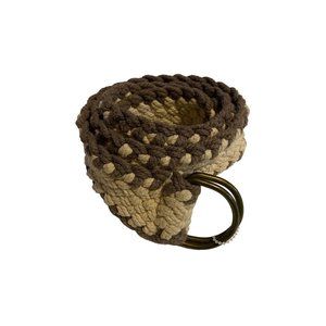 Kohl’s Women 100% Cotton Brown Beige Woven D Ring Adjustable Belt 36”